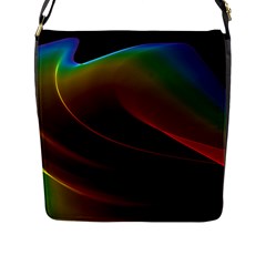 Liquid Rainbow, Abstract Wave Of Cosmic Energy  Flap Closure Messenger Bag (large) by DianeClancy