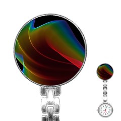 Liquid Rainbow, Abstract Wave Of Cosmic Energy  Stainless Steel Nurses Watch by DianeClancy