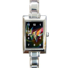 Northern Lights, Abstract Rainbow Aurora Rectangular Italian Charm Watch