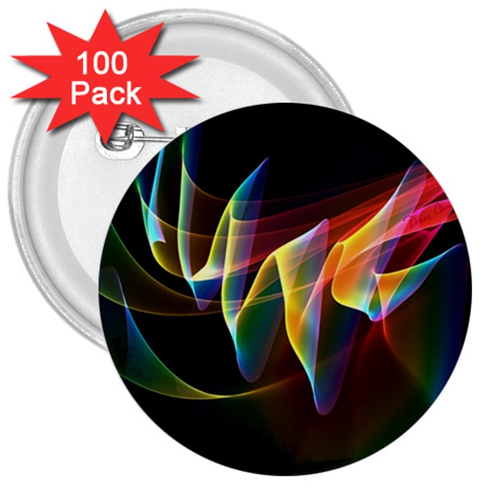 Northern Lights, Abstract Rainbow Aurora 3  Button (100 pack)