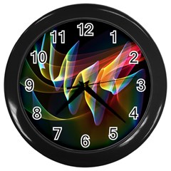 Northern Lights, Abstract Rainbow Aurora Wall Clock (black)