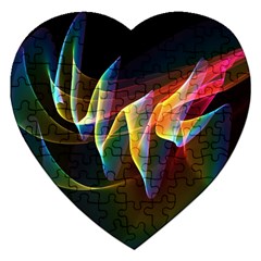 Northern Lights, Abstract Rainbow Aurora Jigsaw Puzzle (heart) by DianeClancy