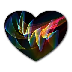 Northern Lights, Abstract Rainbow Aurora Mouse Pad (heart) by DianeClancy