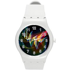 Northern Lights, Abstract Rainbow Aurora Plastic Sport Watch (medium) by DianeClancy