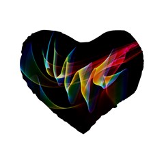 Northern Lights, Abstract Rainbow Aurora 16  Premium Heart Shape Cushion  by DianeClancy