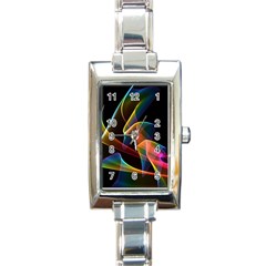 Crystal Rainbow, Abstract Winds Of Love  Rectangular Italian Charm Watch by DianeClancy