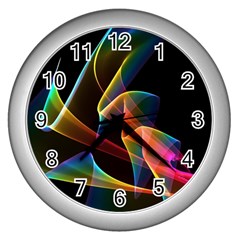 Crystal Rainbow, Abstract Winds Of Love  Wall Clock (silver) by DianeClancy