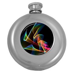 Crystal Rainbow, Abstract Winds Of Love  Hip Flask (round) by DianeClancy