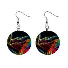 Dancing Northern Lights, Abstract Summer Sky  Mini Button Earrings