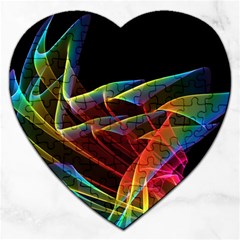 Dancing Northern Lights, Abstract Summer Sky  Jigsaw Puzzle (heart) by DianeClancy