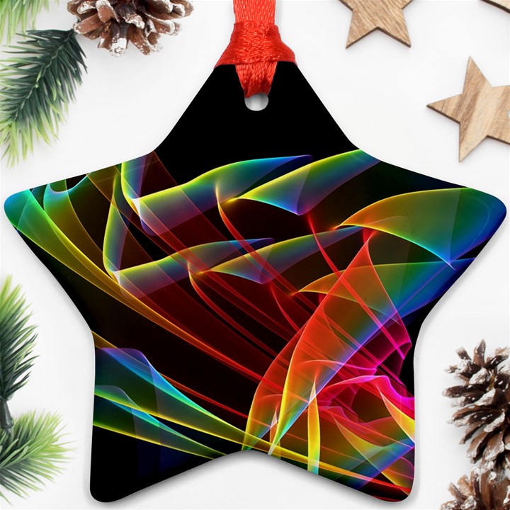 Dancing Northern Lights, Abstract Summer Sky  Star Ornament (Two Sides)