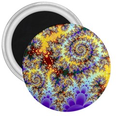 Desert Winds, Abstract Gold Purple Cactus  3  Button Magnet