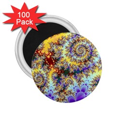 Desert Winds, Abstract Gold Purple Cactus  2 25  Button Magnet (100 Pack) by DianeClancy