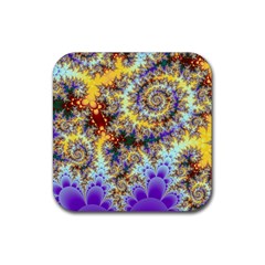 Desert Winds, Abstract Gold Purple Cactus  Drink Coaster (square) by DianeClancy