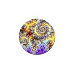 Desert Winds, Abstract Gold Purple Cactus  Golf Ball Marker by DianeClancy