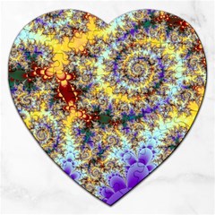 Desert Winds, Abstract Gold Purple Cactus  Jigsaw Puzzle (heart) by DianeClancy