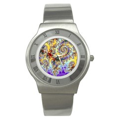 Desert Winds, Abstract Gold Purple Cactus  Stainless Steel Watch (slim)