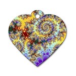 Desert Winds, Abstract Gold Purple Cactus  Dog Tag Heart (One Sided)  Front