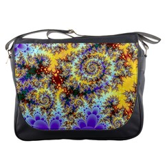 Desert Winds, Abstract Gold Purple Cactus  Messenger Bag by DianeClancy