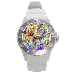 Desert Winds, Abstract Gold Purple Cactus  Plastic Sport Watch (large) by DianeClancy