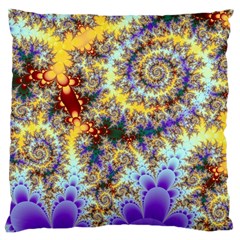 Desert Winds, Abstract Gold Purple Cactus  Large Cushion Case (single Sided)  by DianeClancy