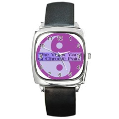 Yin & Yang Of Chronic Pain Square Leather Watch by FunWithFibro