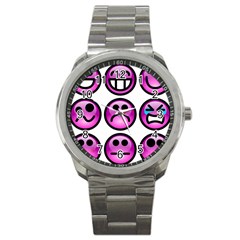 Chronic Pain Emoticons Sport Metal Watch by FunWithFibro