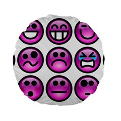 Chronic Pain Emoticons 15  Premium Round Cushion  by FunWithFibro