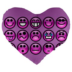 Chronic Pain Emoticons 19  Premium Heart Shape Cushion by FunWithFibro