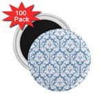 White On Light Blue Damask 2.25  Button Magnet (100 pack) Front