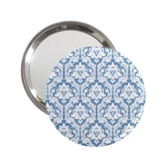 White On Light Blue Damask Handbag Mirror (2 25 ) by Zandiepants