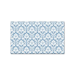 White On Light Blue Damask Sticker (rectangle)