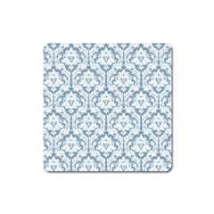 White On Light Blue Damask Magnet (square) by Zandiepants