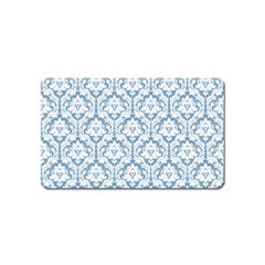 White On Light Blue Damask Magnet (name Card) by Zandiepants