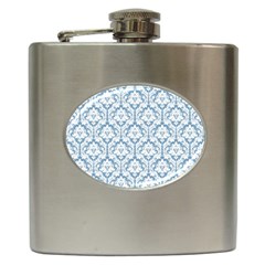 White On Light Blue Damask Hip Flask by Zandiepants