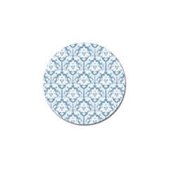 White On Light Blue Damask Golf Ball Marker 10 Pack