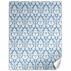 White On Light Blue Damask Canvas 12  X 16  (unframed) by Zandiepants