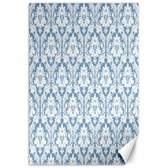 White On Light Blue Damask Canvas 20  X 30  (unframed) by Zandiepants