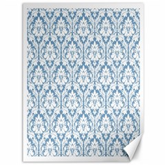 White On Light Blue Damask Canvas 36  X 48  (unframed) by Zandiepants