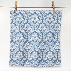 White On Light Blue Damask Face Towel