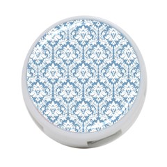 White On Light Blue Damask 4-port Usb Hub (one Side)