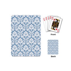 White On Light Blue Damask Playing Cards (mini) by Zandiepants