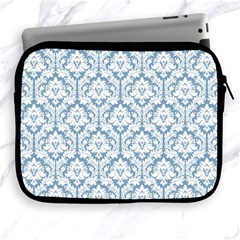 White On Light Blue Damask Apple Ipad Zippered Sleeve by Zandiepants