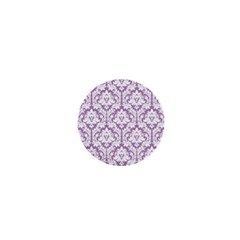 White On Lilac Damask 1  Mini Button