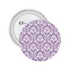 White On Lilac Damask 2 25  Button by Zandiepants