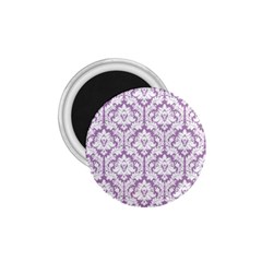 White On Lilac Damask 1 75  Button Magnet