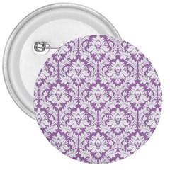 White On Lilac Damask 3  Button