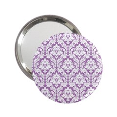 White On Lilac Damask Handbag Mirror (2 25 ) by Zandiepants