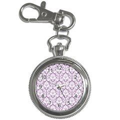 White On Lilac Damask Key Chain Watch by Zandiepants