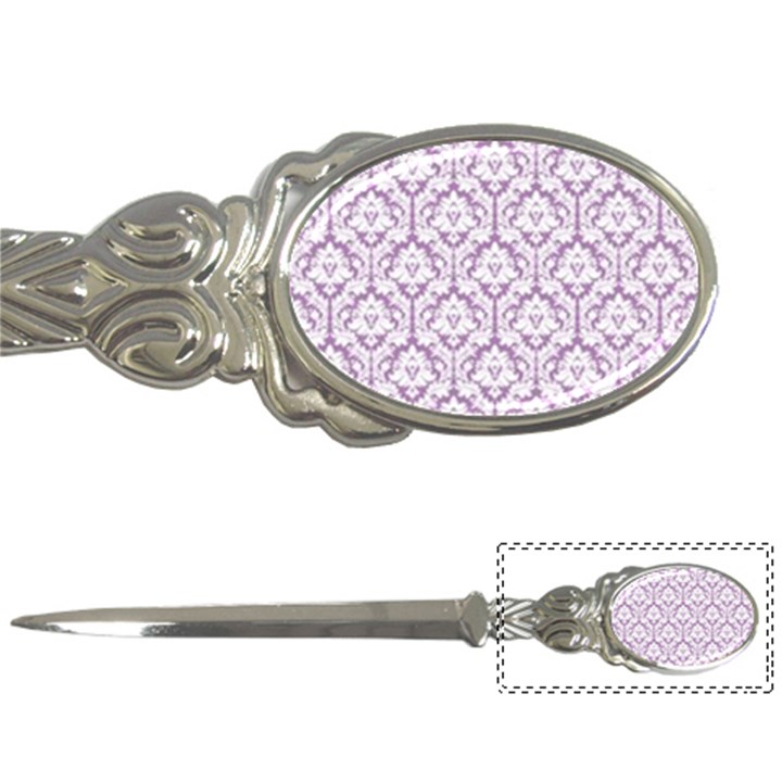 White On Lilac Damask Letter Opener